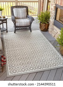 Outdoor area rug modern design. Modern geometric outdoor area carpet. - Shutterstock ID 2144390511