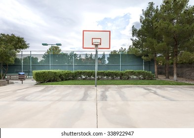 Outdoor Basketball Court In A Public Park