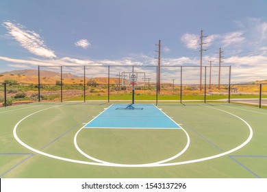 Outdoor Basketball Court And Three Point Line