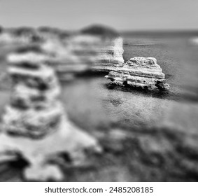 Outdoor beautiful rocky texture in ocean waves black and white colors - Powered by Shutterstock