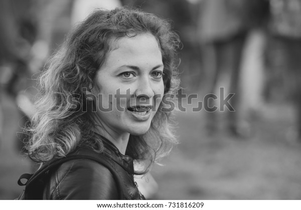 Outdoor Black White Portrait Cute Girl Stock Photo Edit Now