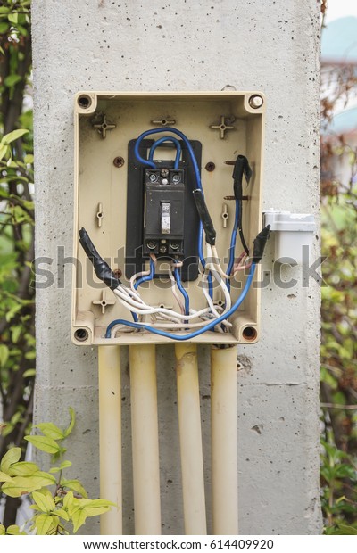 Outdoor Box Circuit Breaker On Concrete Stock Photo Edit Now 614409920