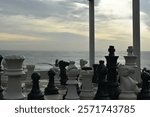 Outdoor Chess game at sunrise, Seaside holiday at KwaZulu Natal South Coast, South Africa in April (Autumn) 2024