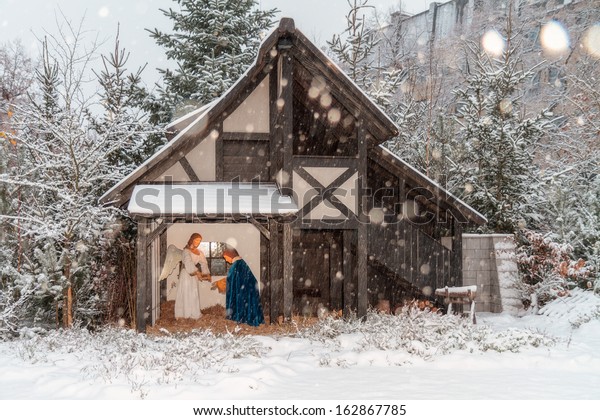 Outdoor Christmas Crib Bamberg Bavaria Germany Stock Photo Edit