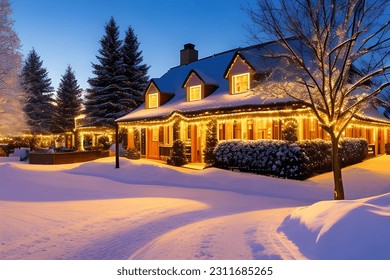 Outdoor Christmas landscape in the snow.