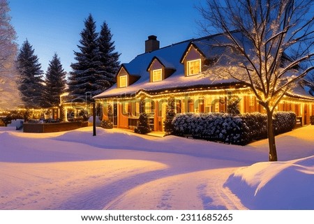 Outdoor Christmas landscape in the snow.