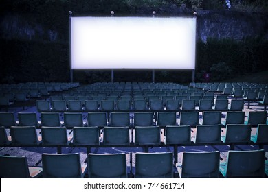 Outdoor Cinema With White Projection Screen - Toned Image