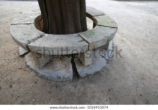 Outdoor Close View Circular Stone Bench Stock Photo Edit Now