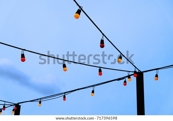Outdoor Colored Bulb String Lights Setting Stock Photo Edit Now