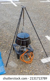 Outdoor Cooking Pot With Tripod Gas Burner Hose