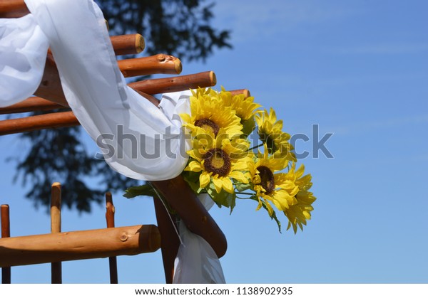 Outdoor Country Wedding Wooden Pole Arch Stock Photo Edit Now