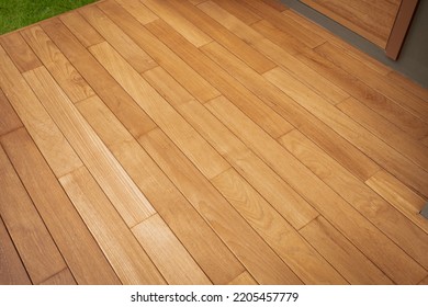Outdoor Decking Teak wood interior design - Shutterstock ID 2205457779