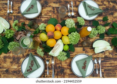 Outdoor Dining. Summer Table Set For Brunch.