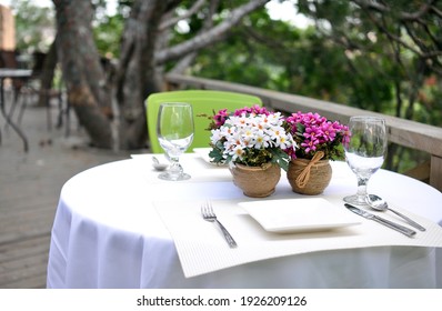 Outdoor Dining Table, Photographed In A Restaurant