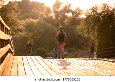 Outdoor Exercise, Everyday People Sports, Health Benefits Of Physical Fitness, Spring Summer Sun Shining.