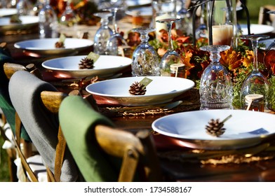 Outdoor fall wedding reception table