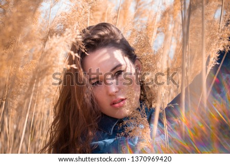 Similar – Junge Rothaarige Frau in der Natur im Herbst