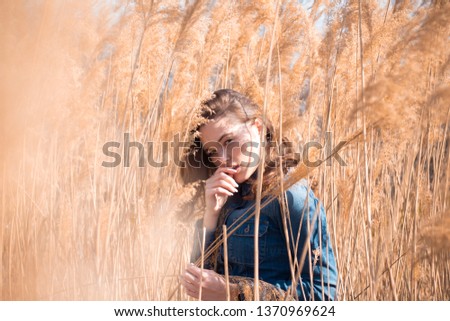 Similar – Junge Rothaarige Frau in der Natur im Herbst