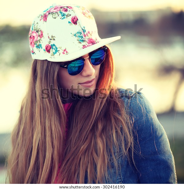 Outdoor Fashion Portrait Stylish Swag Girl Stock Photo (Edit