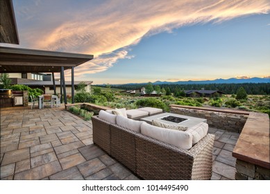 Outdoor Fire Pit at Sunset