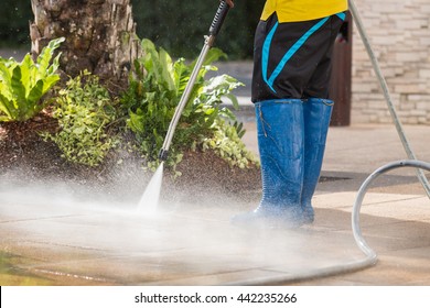 Outdoor Floor Cleaning With High Pressure Water Jet