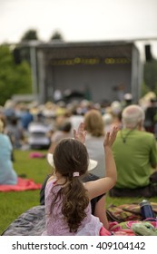 Outdoor Free Concert On Grass In Summer