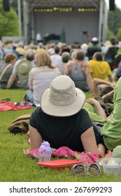 Outdoor Free Jazz Concert On Grass In Summer