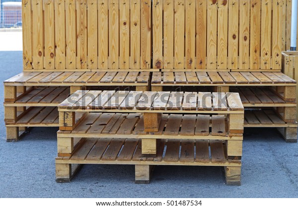 Outdoor Furniture Made Recycled Cargo Pallets Royalty Free Stock