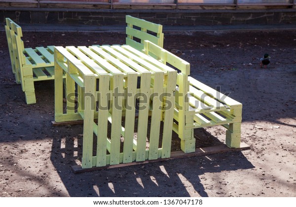 Outdoor Furniture Made Wooden Palettes Recycling Stock Photo Edit