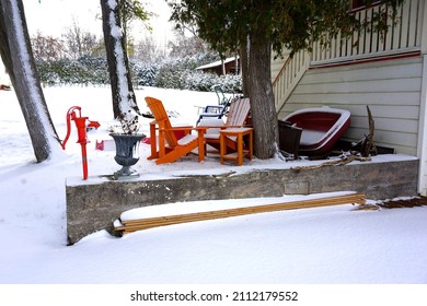 Outdoor Furniture In The Snow.