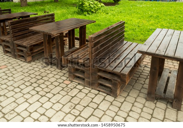 Outdoor Furniture Wooden Pallets Building Materials Stock Photo