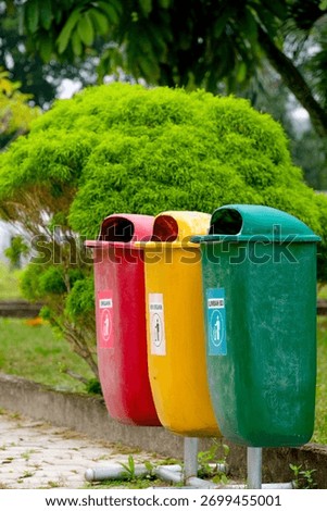 Outdoor garbage sorting bin in public park