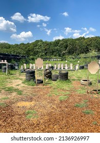 Outdoor Gun Shooting Range With Many Targets For Training