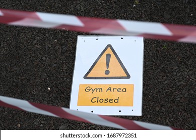 Outdoor Gym Area Closed Sign Due To Corona Virus