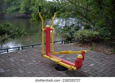 Outdoor Gym Equipment Placed In A Public Park For Public Access.