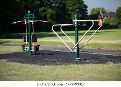 Outdoor Gym Exercise Equipment In A Public Park.