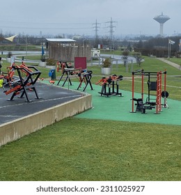 Outdoor Gym in neuland Park - Leverkusen, Germany  - Shutterstock ID 2311025927