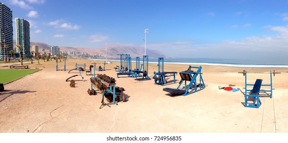 Outdoor Gym On A Beautiful Sand Beach