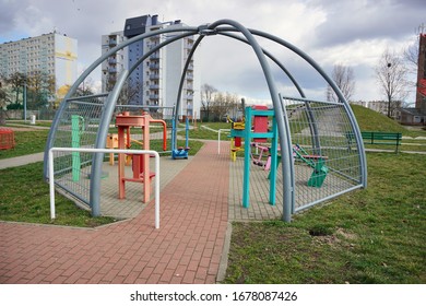 Outdoor Gym In Park - City Park. No People, Empty Park Due To Covid -19