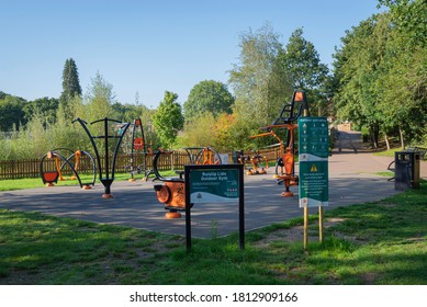 Outdoor Gym At Ruislip Lido On A Sunny Day With No People. Ruislip, Middlesex, England. Taken On 10th September 2020