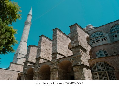 Outdoor Of Hagia Sophia Mosque, Historical Building In Istanbul, Travel And Toursim Idea, Sightseeing Places In Turkey, Known As Ayasofya Camii, Front Door Of Red Mosque, Islamic And Religious Concept