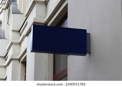 Outdoor hanging mounted sign on the wall mockup template. Signboard mock up for logo presentation.