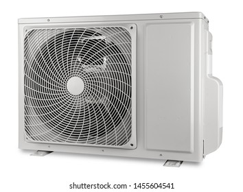 Outdoor Heat Pump Technology Compressor Unit Of An Air Conditioner Mini Split Ac Condition System Isolated On White Background