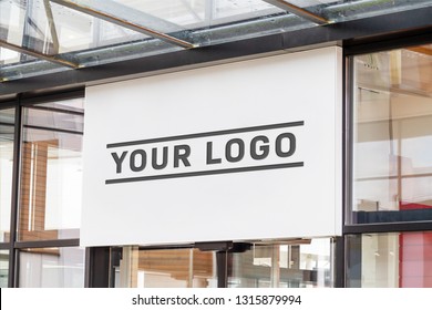 Outdoor Horizontal Sign On Shop Front Window Mockup