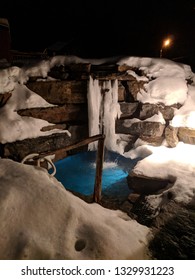 Outdoor Hot Water Spa In Freezing Winter .
Montreal, Canada