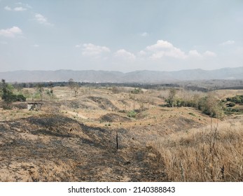 Outdoor Landscape Of Barren Hills With No Trees And Bright Skies.