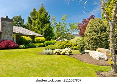 Outdoor landscape garden in North Vancouver, British Columbia, Canada.