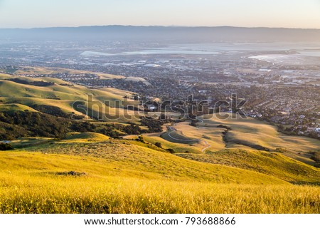 Outdoor landscapes seen from the Mission Peak in  Fremont California