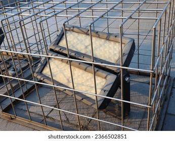 outdoor led lights inside the fence box - Shutterstock ID 2366502851