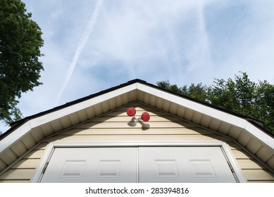 Outdoor Lights On A Tool Shed.